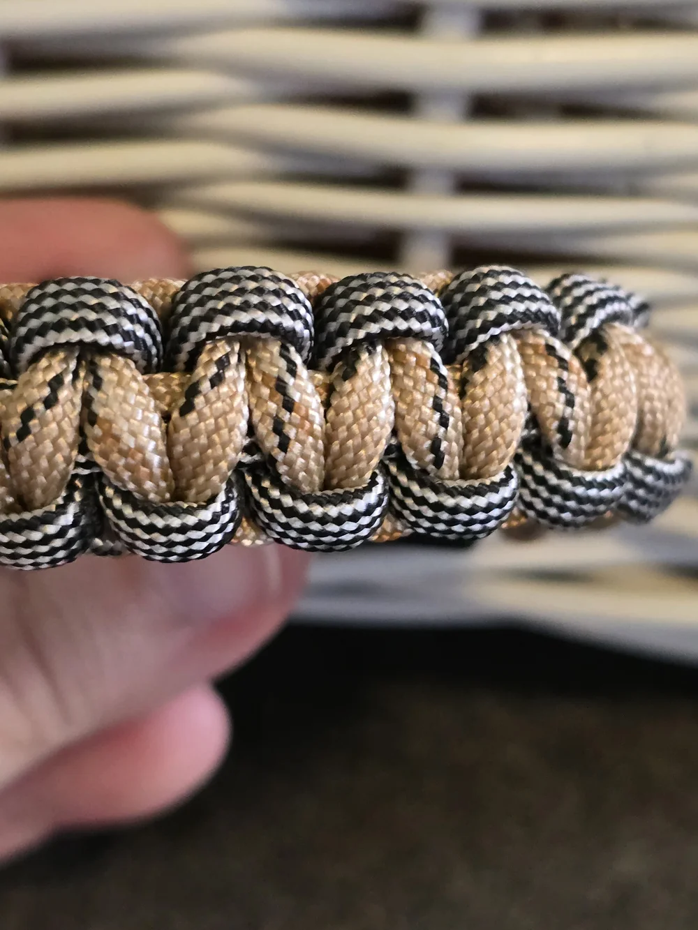 Handmade Tan & Black Camo Paracord Survival Bracelet